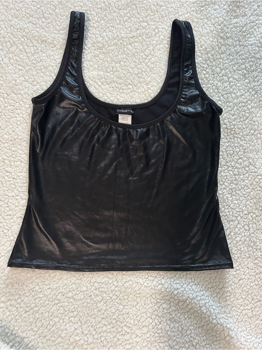 Coquette Black Shiny Tank Top